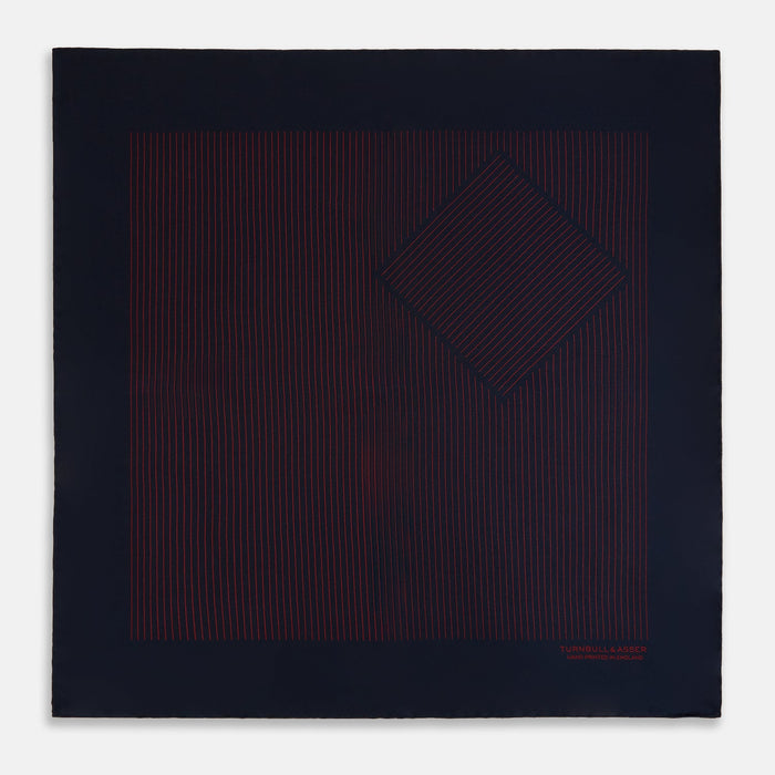 Navy and Burgundy Stripe Silk Pocket Square Image 3