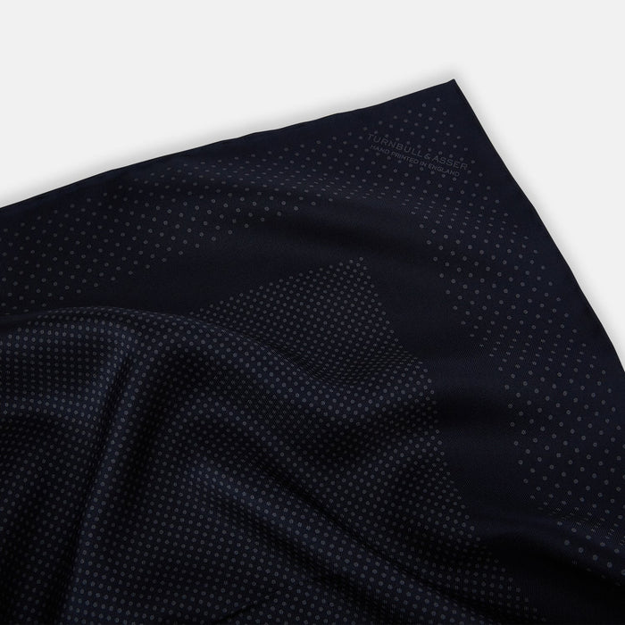 Navy and Charcoal Dot Silk Pocket Square Image 1