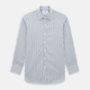 View 1 of product The Azzurro Multi Check Westminster Shirt by Turnbull & Asser is a long-sleeve, button-up with a white base and blue and gray checks, displayed flat against a white background.