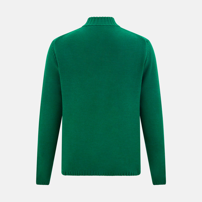 Forest Green Merino High Neck Zipped Cardigan Image 2