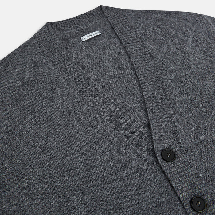 Grey Melange Cashmere Cardigan Image 1