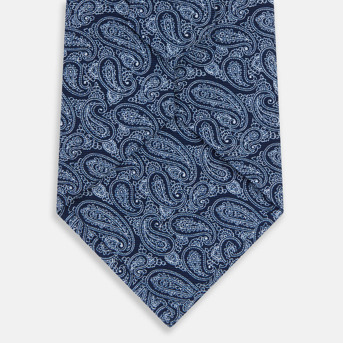 Dark Navy Paisley Silk Tie Image 2