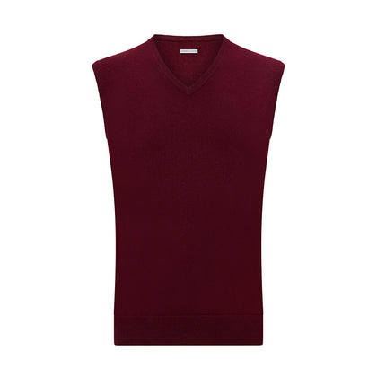 Burgundy Cashmere V-Neck Vest Image 3