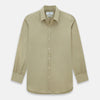 View 1 of product The TAUPE WINDSOR SHIRT by Turnbull & Asser features a Windsor collar and buttoned cuffs. This long-sleeve shirt showcases refined British design and is displayed flat on a white background.