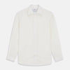 View 1 of product The Turnbull & Asser Cream Silk Tailored Fit Shirt is a long-sleeve button-up with a pointed collar and buttoned cuffs, displayed laid flat against a plain white background.