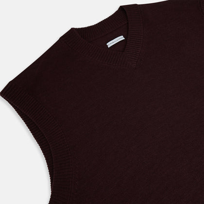 Burgundy Fine Merino V-Neck Vest