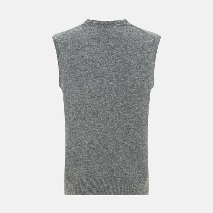 Grey Melange V-neck Cashmere Vest Image 2