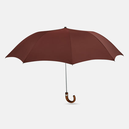 Burgundy Telescopic Umbrella with Brown Maple Crook Handle