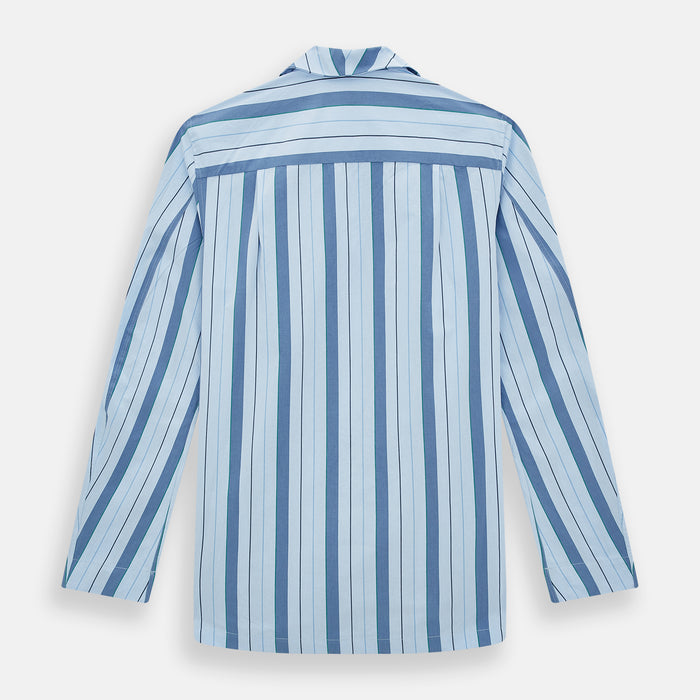 Blue Baiadera Stripe Pyjama Shirt Image 2