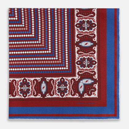 Red Dots and Paisley Silk Pocket Square Image 7
