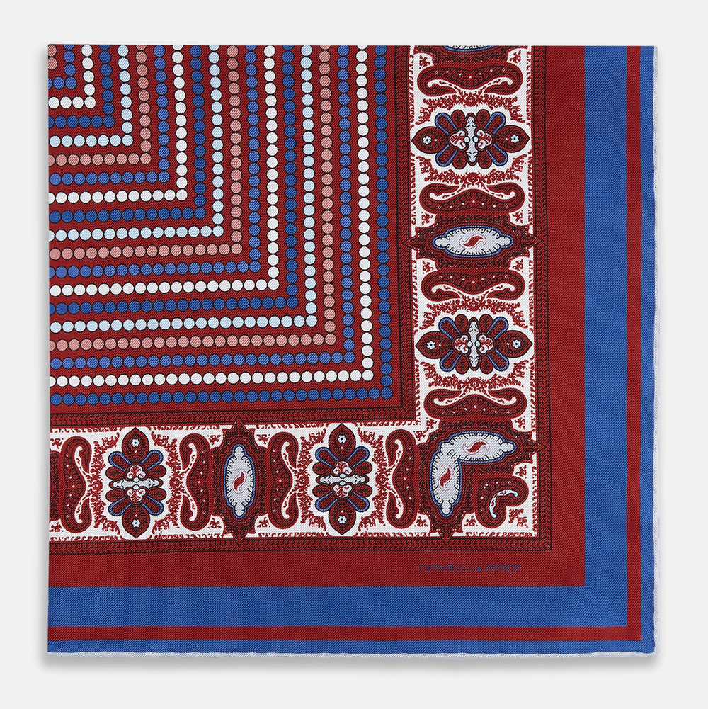 Red Dots and Paisley Silk Pocket Square
