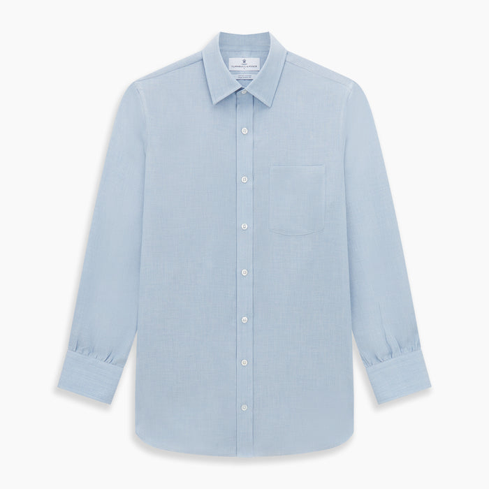 Pale Blue Cotton Cashmere Derby Collar Richmond Shirt Image 6