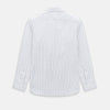 View 3 of product A Dark Navy Double-Line Checked Westminster Shirt by Turnbull & Asser, featuring button-down front, pointed collar, and buttoned cuffs—displaying British craftsmanship—laid flat on a white background.