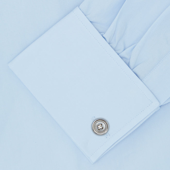 Light Blue Sea Island Quality Cotton Shirt with T&A Collar and Double Cuffs Image 2