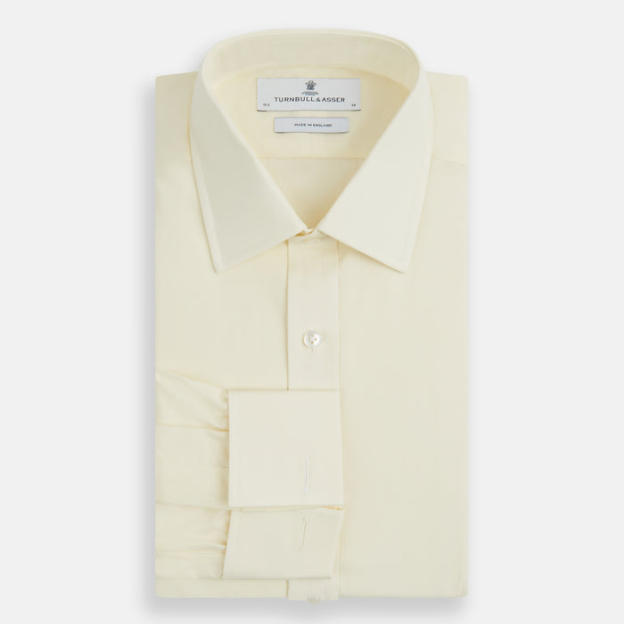 Cream Cotton Shirt with T&A Collar and Double Cuffs Image 3