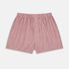 View 1 of product Turnbull & Asser Red Fine Bengal Stripe Godfrey Boxer Shorts, made from premium Italian cotton with an elastic waistband, shown flat against a white background.