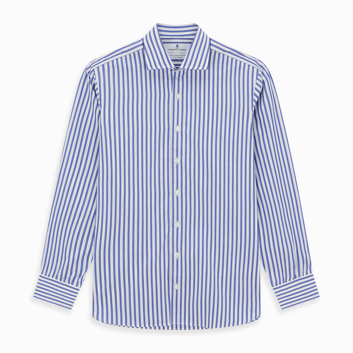Tailored Fit Blue and White Candy Stripe Shirt with Kent Collar and 3-Button Cuffs