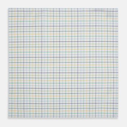Yellow Multi Double Grid Check Hand-Rolled Handkerchief Image 2