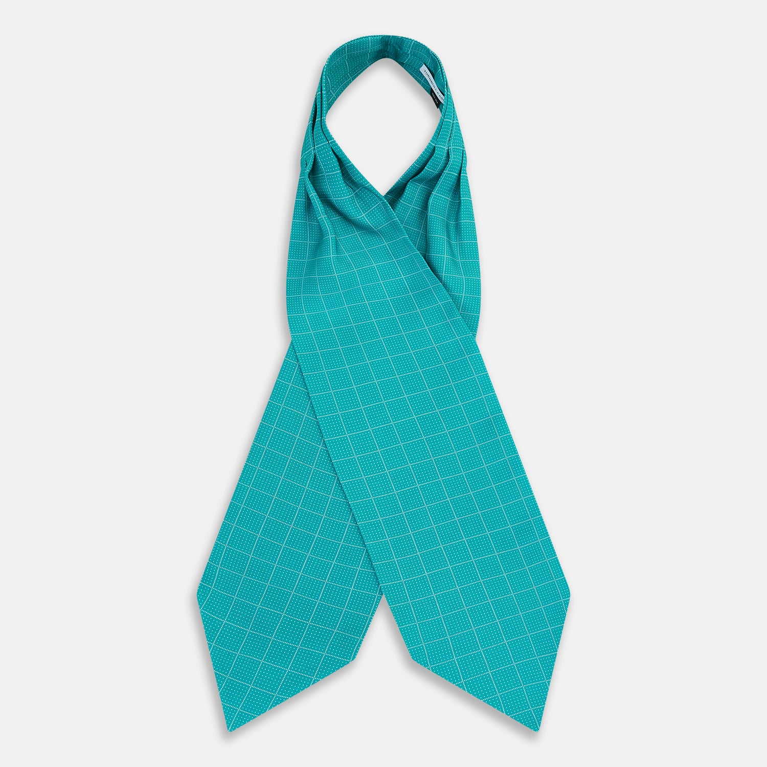 Image 3 of product Turquoise Dotted Check Pattern Printed Silk Cravat