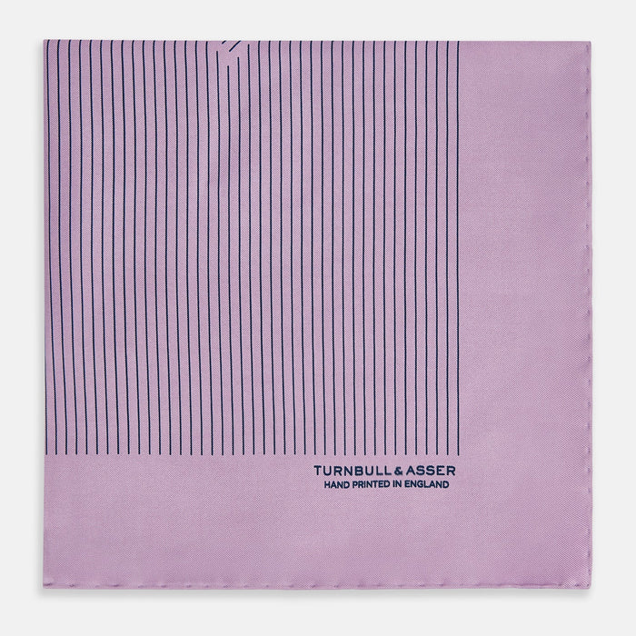 Lilac Stripe Silk Pocket Square Image 3
