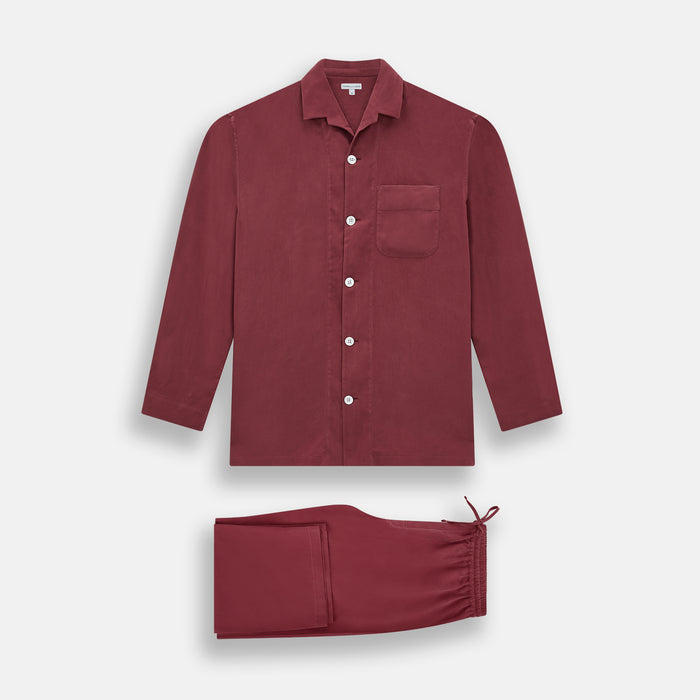 Burgundy Silk Pyjama Set