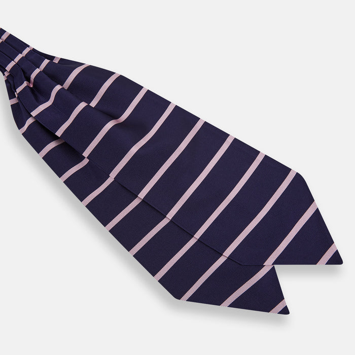 Pink Stripe and Navy Silk Cravat Image 2