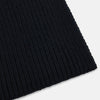 View 2 of product The Navy Rib-Knit Cashmere Scarf by Turnbull & Asser is neatly folded and looped in a simple knot against a white background, highlighting its refined luxury appeal.