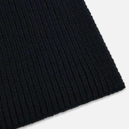 Navy Rib-Knit Cashmere Scarf