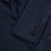 View 4 of product The Turnbull & Asser Navy Linen Blend Cambridge blazer features British tailoring with a notched lapel, two buttons, and three front pockets, shown on a plain white background.