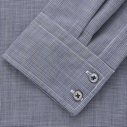 Navy Houndstooth Wool Tailored Fit Shelton Shirt