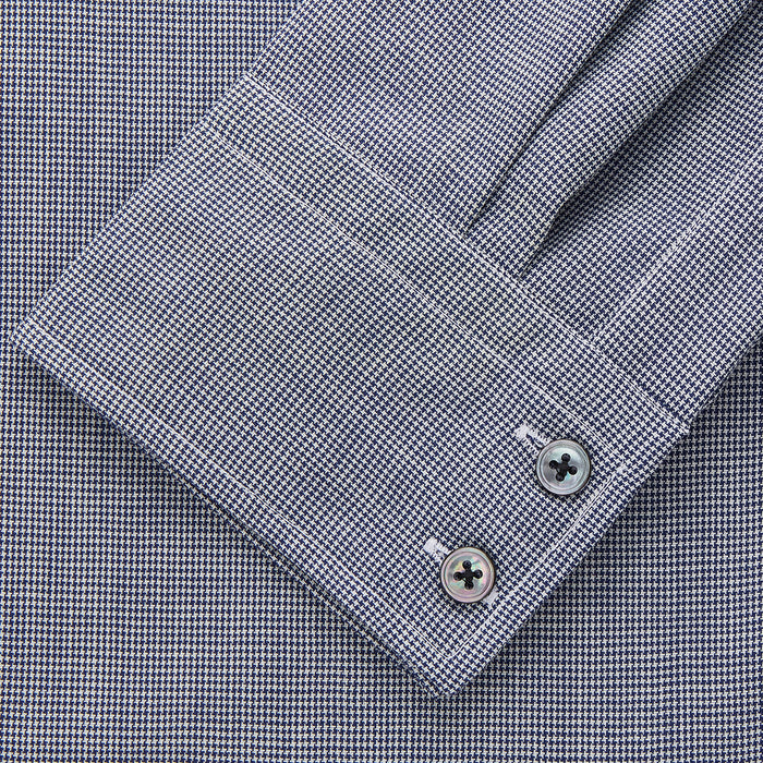 Navy Houndstooth Wool Tailored Fit Shelton Shirt Image 1