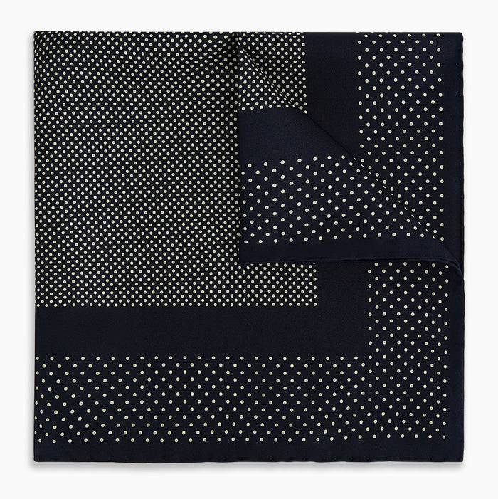 Navy and Cream Dot Silk Pocket Square Image 4