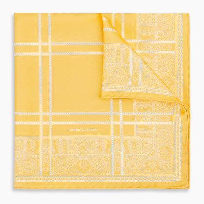 Banana Paisley Bandana Patterned Silk Pocket Square Image 5