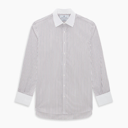 Red Double Stripe Shirt with Contrast T&A Collar and Cuffs Image 6