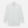 View 1 of product The Petrol Hairline Stripe Mayfair Shirt by Turnbull & Asser is a long-sleeved, button-up Italian cotton shirt with a subtle blue pinstripe, classic T&A collar, and buttoned cuffs, shown flat on a white background.