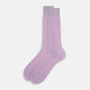 View 2 of product The Rose Mid-Length Socks by Turnbull & Asser are light purple, ribbed, mid-length socks made from mercerised Egyptian cotton with a hand-linked toe, shown against a plain white background.