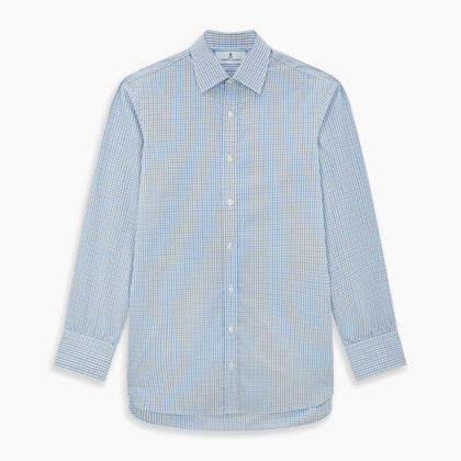 Sky Blue Micro Graph Check Mayfair Shirt Image 6