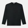 View 1 of product The Turnbull & Asser Charcoal Long-Sleeve T-shirt, featuring a classic crew neck, is displayed flat on a white background, showcasing its versatile style for men's fashion.
