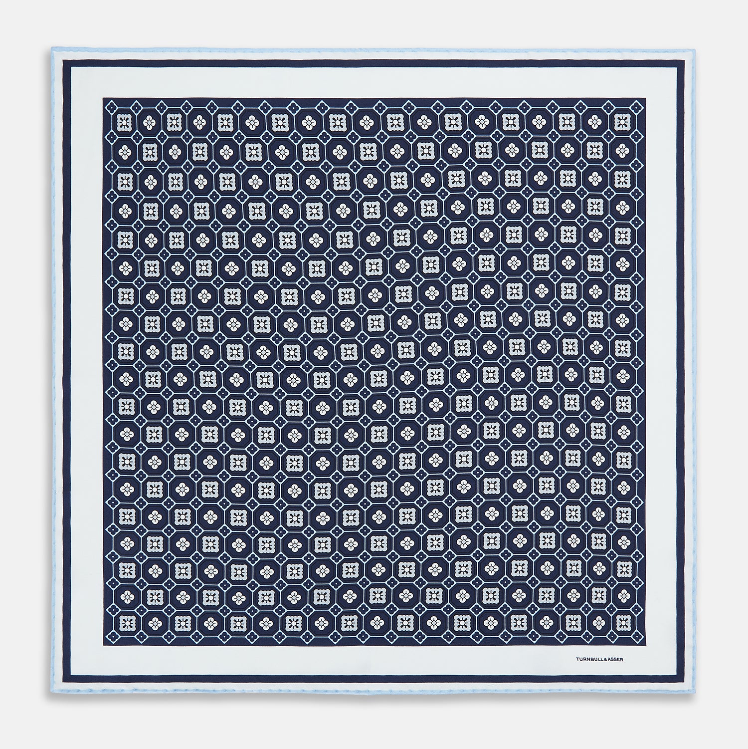 Image 9 of product Navy Floral Tile Silk Pocket Square
