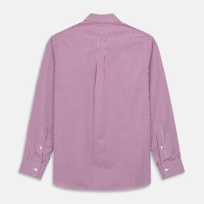 Purple & White Stripe Weekend Fit Shirt with Derby Collar and 1 Button Cuffs Image 6