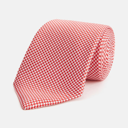 HOUNDSTOOTH WHITE TULIP RED TIE