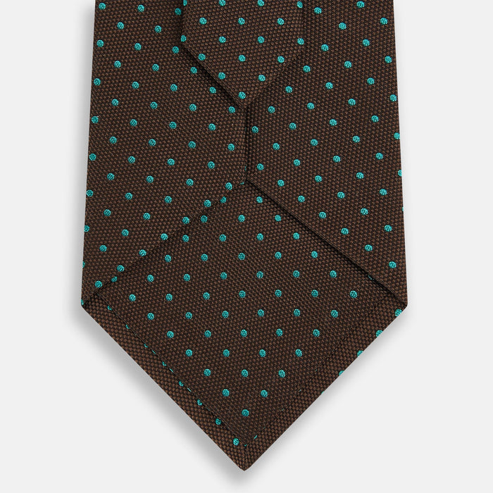 Green and Brown Micro Dot Silk Tie Image 2