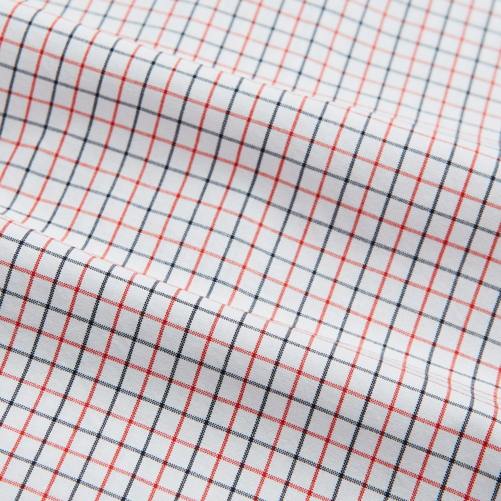 Hand Rolled Red and Navy Graph Check Handkerchief