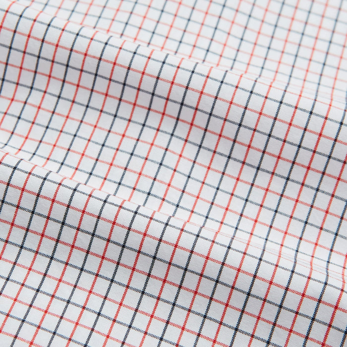 Hand Rolled Red and Navy Graph Check Handkerchief Image 3