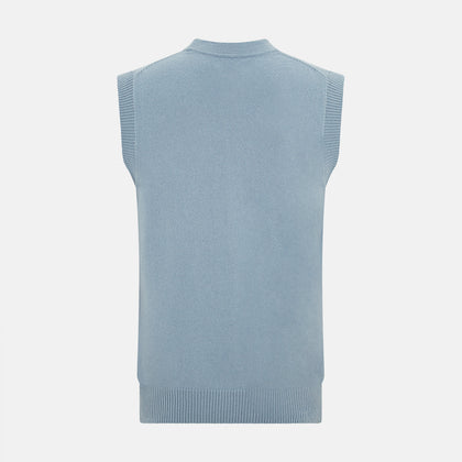 Frost Blue Cashmere Sleeveless Cardigan Image 2