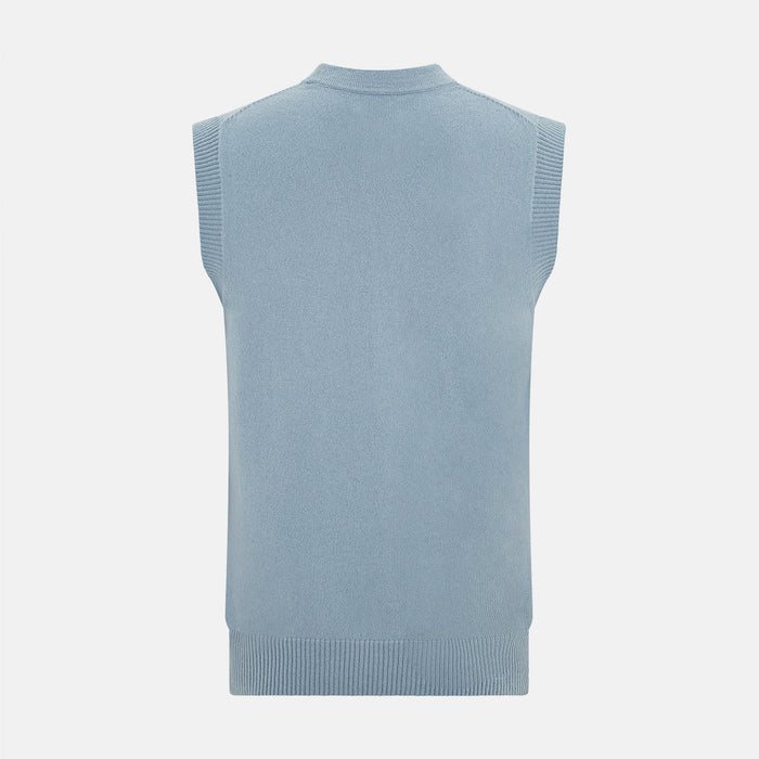 Frost Blue Cashmere Sleeveless Cardigan Image 2