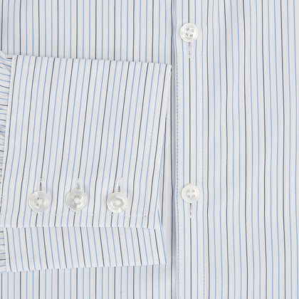 Pale Blue and Navy Pinstripe Westminster Shirt Image 3