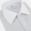 View 2 of product The Turnbull & Asser Multicoloured Music Stripe Shirt features a classic fit, contrast collar, and double cuffs—an elegant British design displayed on a plain light background.