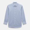 View 1 of product The Turnbull & Asser Blue and Navy Multi Check Mayfair Shirt, made from fine Italian cotton with long sleeves, a button-up front, and a classic collar, is shown against a white background.