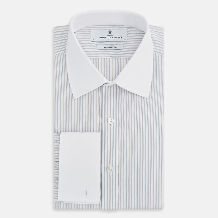 Multicoloured Music Stripe Shirt with Contrast Collar and Double Cuffs Image 4